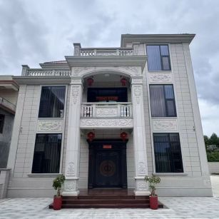 白银 芝麻白石材别墅干挂案例展示