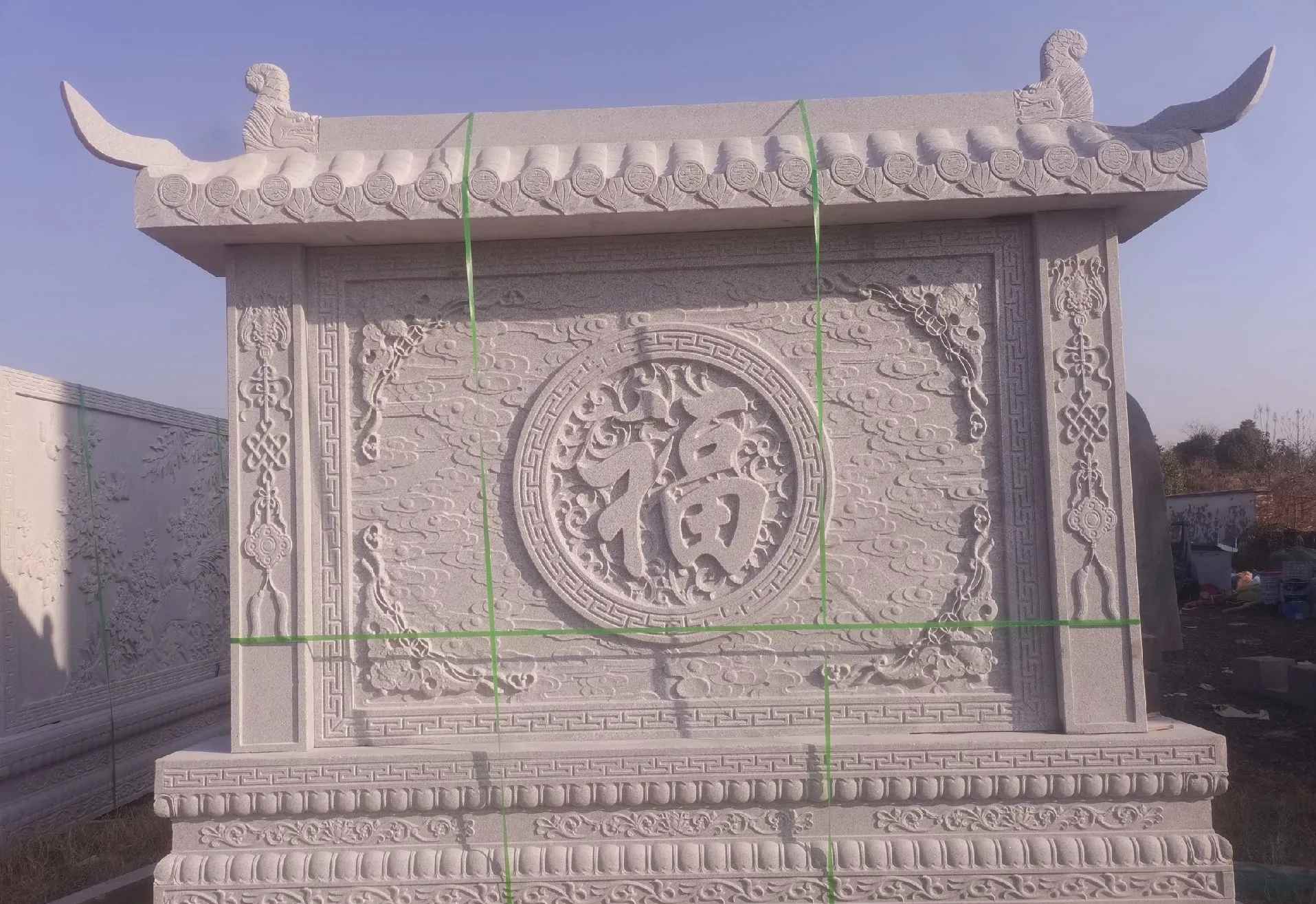 白银 芝麻白花岗岩屏风，照壁，影壁